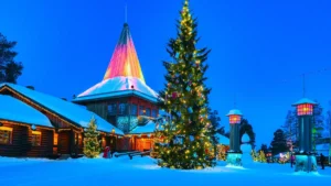 Lampy Arctic Circle w biurze Świętego Mikołaja w Wiosce Świętego Mikołaja w Rovaniemi