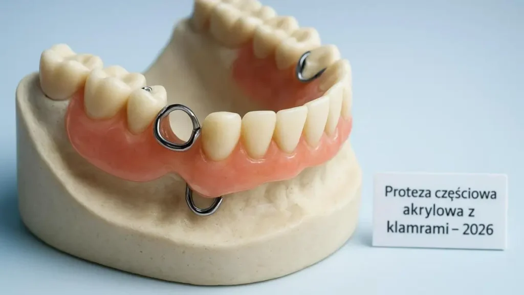 Proteza częściowa akrylowa z metalowymi klamrami – przykład rozwiązania protetycznego 2026