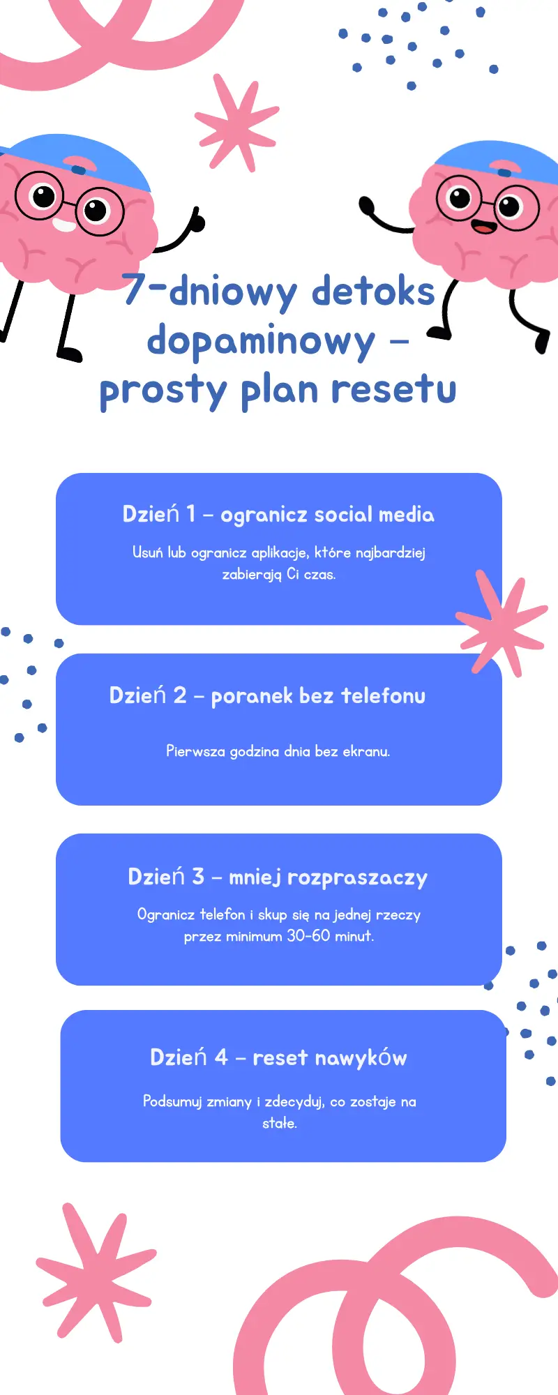 7-dniowy detoks dopaminowy – prosty plan resetu 4-dniowy plan detoksu dopaminowego – jak ograniczyć bodźce i poprawić koncentrację krok po kroku