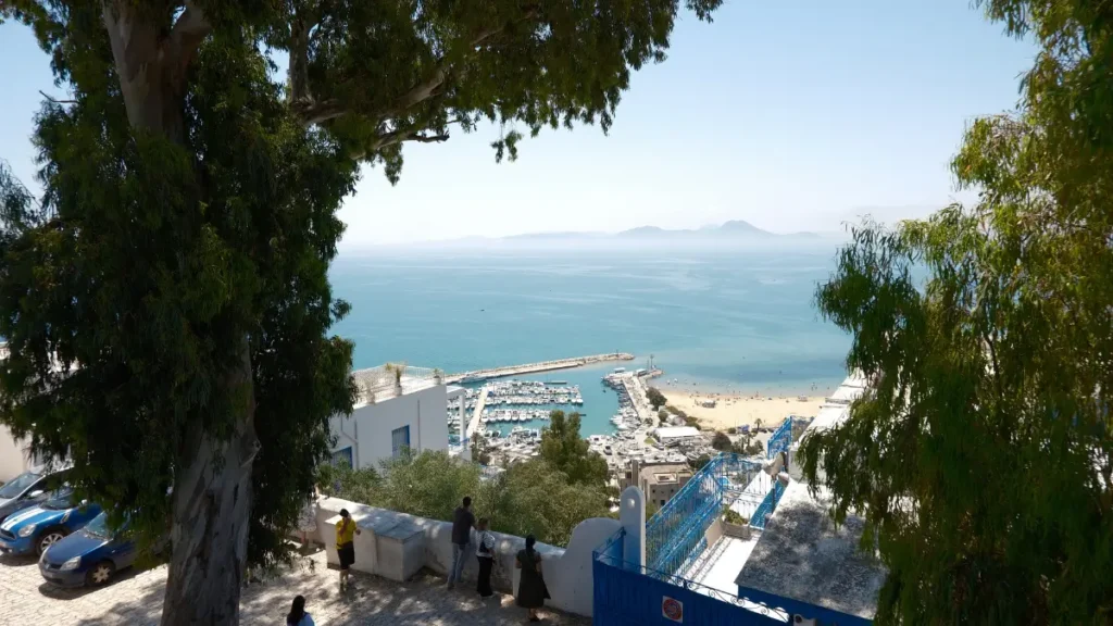 Widok na wybrzeże i Morze Śródziemne z Sidi Bou Said