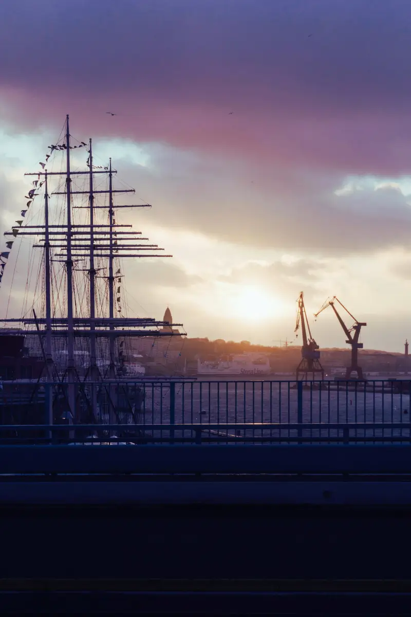 Panorama portu w Göteborgu w Szwecji
