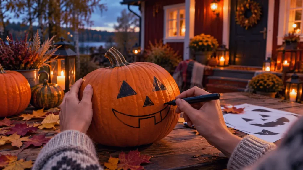 halloween-rysowanie-wzoru-na-dyni